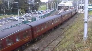 preview picture of video 'Steam Train - no 46233 Duchess of Sunderland - Saturday 10 October 2009 17:12 Return Journey'