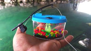 BEST MICRO Fishing Challenge with WORLD&#39;S SMALLEST Rod and AQUARIUM!!! (Help Identify)