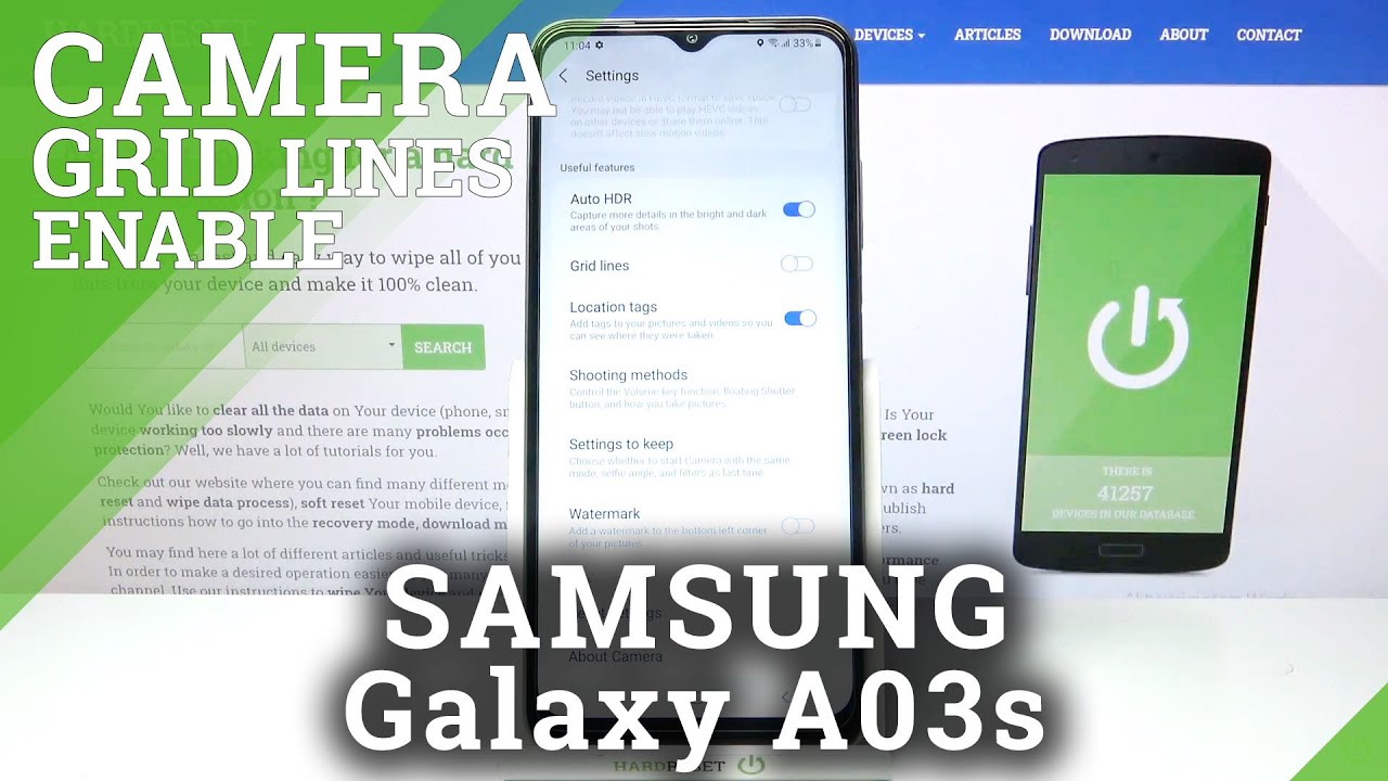 How to Enable/Disable Camera Gridlines in SAMSUNG Galaxy A03s – Orientation Lines