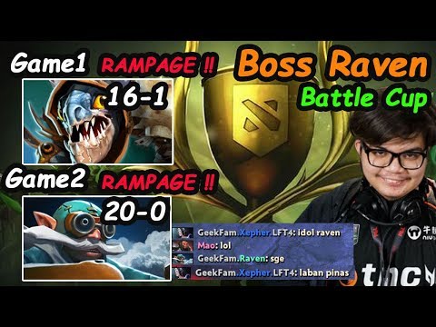Raven - Double RAMPAGE Slark Gyorocopter Battlecup Dota 2 7.22 pro Gameplay