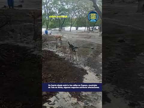 Un fuerte oleaje entró a las calles en #Popoyo, municipio de #Tola en #Rivas