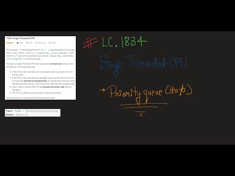 LeetCode | 1834. Single-Threaded CPU | Priority Queue | Min Heap