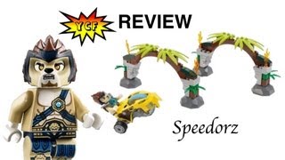 YouTube thumbnail: LEGO Legends of Chima Jungle Gates 70104 Review Speedorz set with Lennox Minifigure
