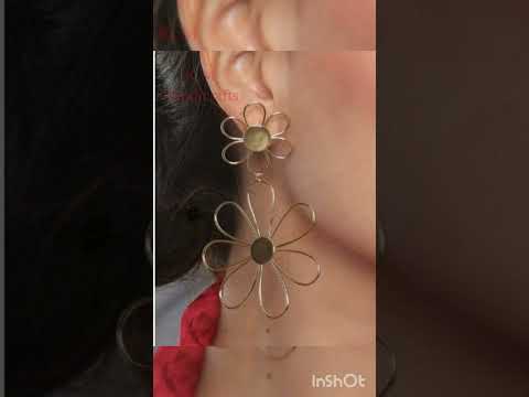 Handmade brass flower design dangler design earring