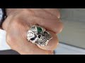 EMERALD GREEN EYE MENS SKULL STERLING SILVER RING ~BRAND NEW