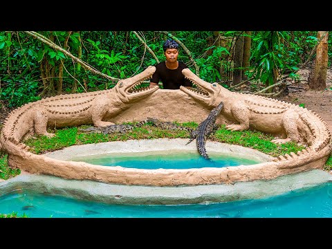 Build the Most Amazing Crocodile Swimming Pool And Build Fish Pond