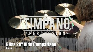 Video thumbnail for Dream Bliss 20" Cymbal Comparison: Ride, Crash/ride, Paper Thin by Timpano-percussion
