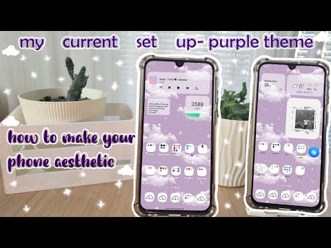 how to make your phone aesthetic | my current set up | purple theme, simple and cute | android phone