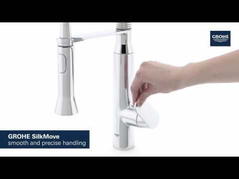 K7 Single-Handle Semi-Pro Dual Spray Kitchen Faucet 1.75 GPM (6.6 L/min) // GROHE STARLIGHT CHROME // YouTube Video