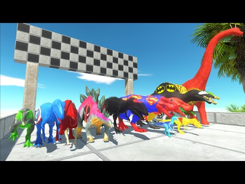 POWER HUNT SPEED RACE DINOSAURS SUPERHEROES VS FLASH PIG - Animal Revolt Battle Simulator