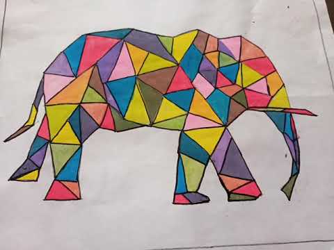 Geometric animal art 🎨🖌️ elephant 🐘 painting @# amezing savita's Art
