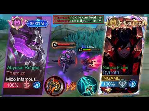 I MET PRO SUPREME THAMUZ IN 1V1!! HE DESTROY ME?!🥲(DYRROTH VS THAMUZ BEST BUILD)