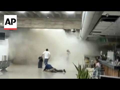 Chaos and destruction at Venezuela airport when massive earthquakes hit