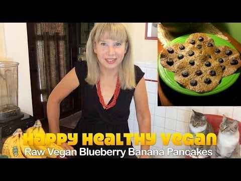 Raw Vegan Banana Blueberry Pancakes [Gluten Free]