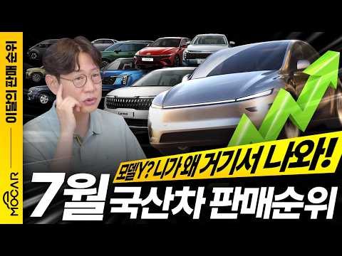 7월 국산차 판매 순위 / 테슬라 니가 왜 여기서 나와!