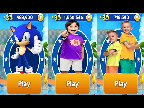 Tag with Ryan vs Vlad & Niki Run vs Sonic Dash All Characters Unlocked