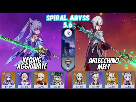 C1 Keqing Aggravate / C0 Arlecchino Melt Floor 12 Spiral Abyss 5.6 Genshin Impact [原神]