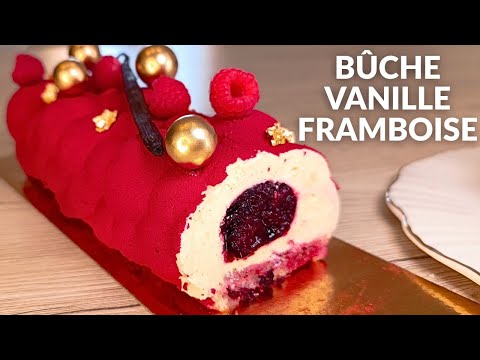 ❄️Recette de BÛCHE de Noël Vanille Framboise pas à pas , Facile à faire ! 🍓🎄