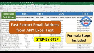 Excel Extract Email Address any Text any Length Fast