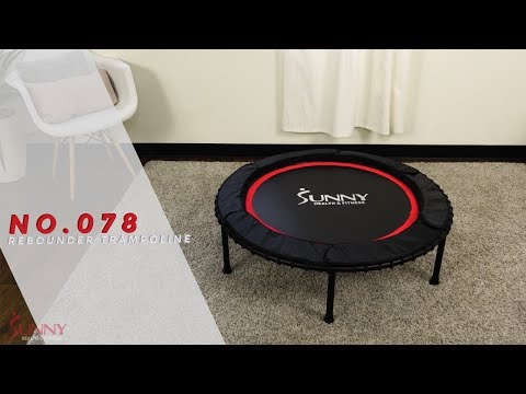 thumbnail video image 2 of Trampolín de Fitness Sunny Health & Fitness No. 078 Portátil Compacto de 41pulg con Estructura de Acero Cordones Elásticos 220 lb Negro Sunny Health & Fitness No. 078, 2 of 3