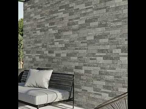 Carrelage effet parement Alpes gris 31x56 cm