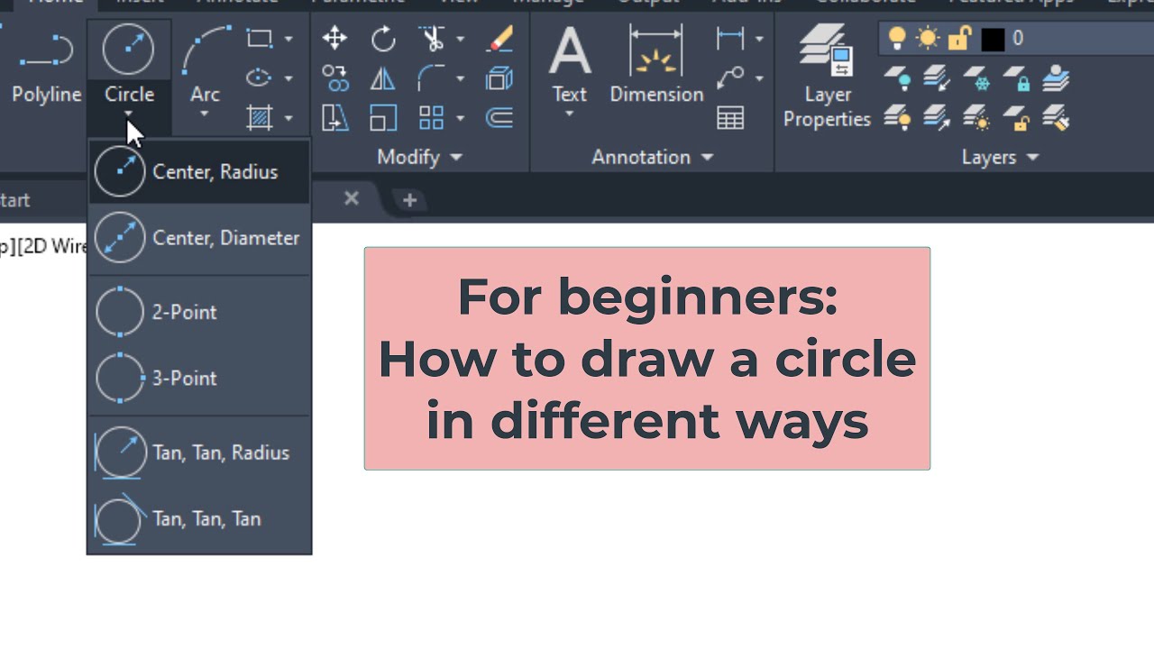 For beginners How to draw a circle in Autocad