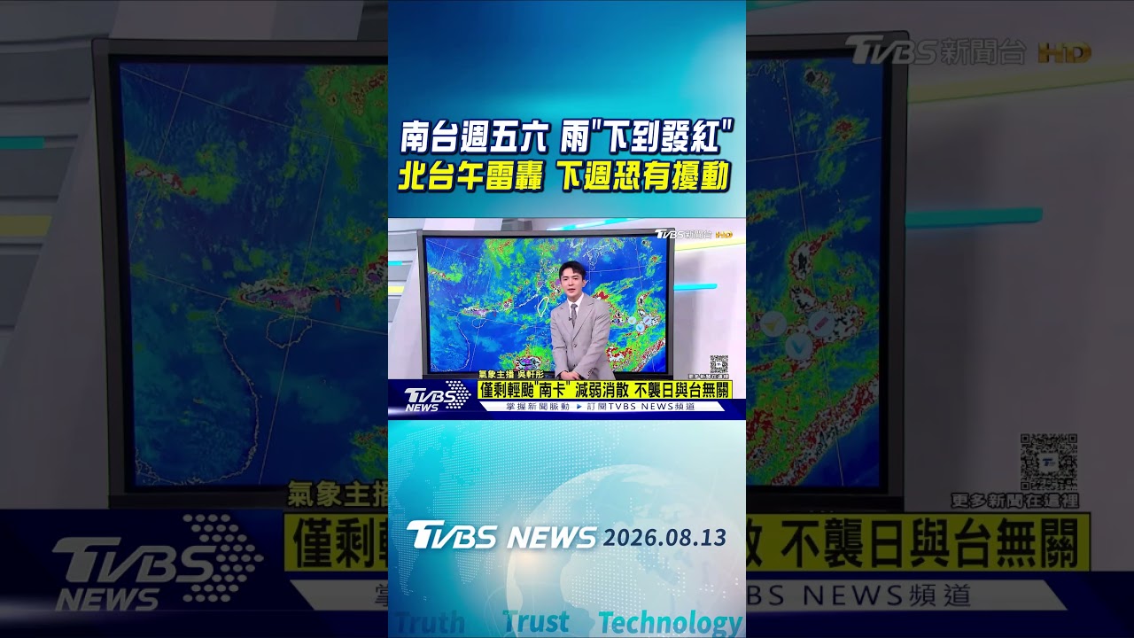 天氣/南台週五六 雨「下到發紅」北台午雷轟 下週恐有擾動|TVBS新聞 @TVBSNEWS01