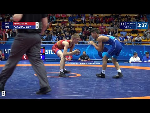 1/8 FS - 48 kg: M. ABRAMOV (UKR) v. T. BAT AMGALAN (MGL)
