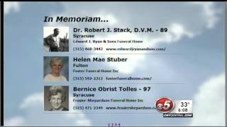 WTVH-TV Syracuse Airs Obituaries on 6pm News - 2-12-2013
