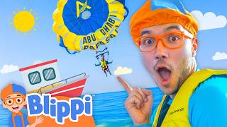 Blippi Flies From a Boat to the Sky 🪂