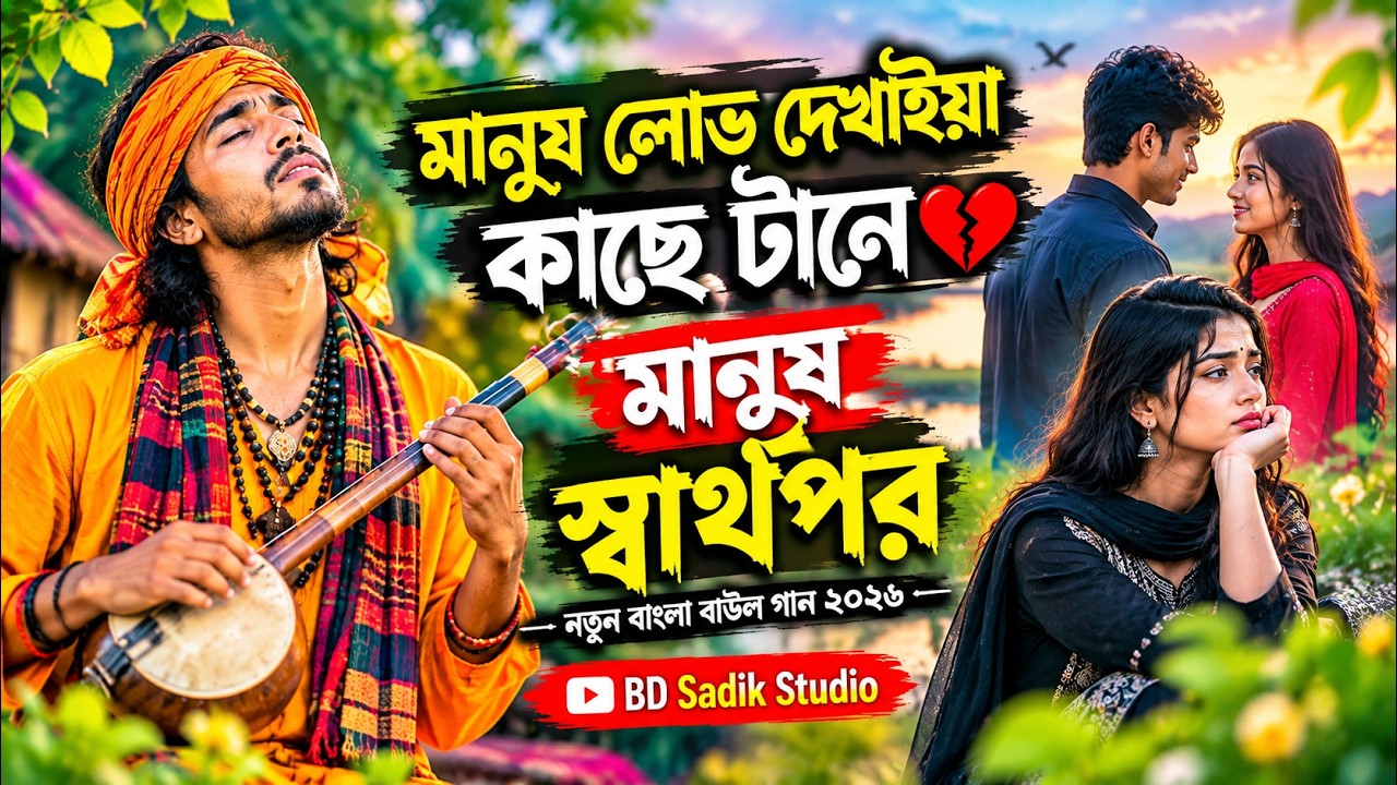 মানুষ লোভ দেখাইয়া কাছে টানে 💔 | মানুষ স্বার্থপর | নতুন বাংলা বাউল গান ২০২৬ | BD Sadik Studio