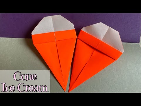 Origami Ice Cream Cone Tutorial | How to Make an Origami Paper Cone Ice Cream | Easy for Beginners