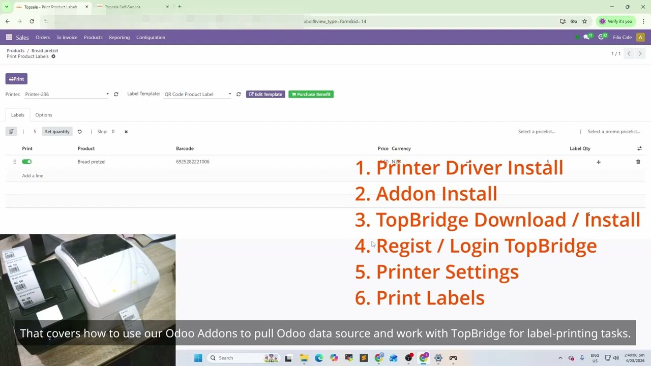 TOPSALE TopBridge & Odoo addon label print