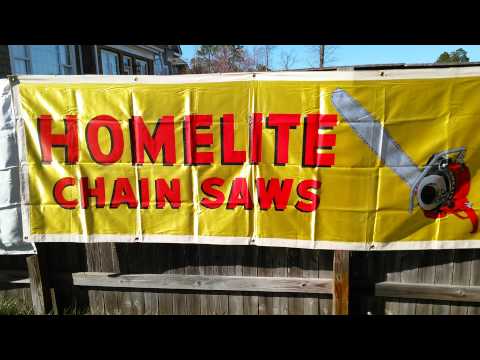 Homelite Chainsaw Advertising Banners from the 1950s