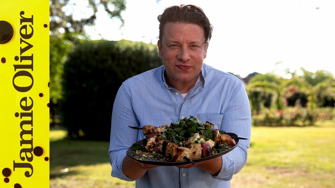 Halloumi skewers: Jamie Oliver