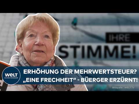 Video Thumbnail: UMFRAGE: Erhöhung der Mehrwertsteuer – „Eine Frechheit“ | Bürger sind empört! Ihre Stimme