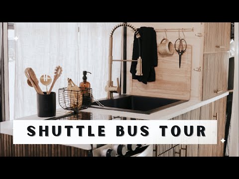 DIY Shuttle Bus Tour / Fully Off Grid, Standing Shower, Queen Electric Bed Lift | Shuttle Bus Atlas