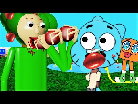 GUMBALL VS BALDI!! WHO IS THE BEST APPLE EATER?! | Baldi's Basics: Gumball Full Game Public Demo