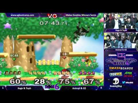 RoM 6 - Kage & MioM | Toph Vs. Animal and G Money - SSBM Doubles Winners Semis - Smash Melee