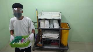 LOADING AND UNLOADING HOUSEKEEPING TROLLEY