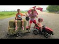 Saving Hay and Tractors from storm | Tractors for kids