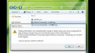 Dosyalar/Klasörler Bağlam Menüsünde TrustedInstaller'a Sahipliği Geri Getir seçeneği ekle
