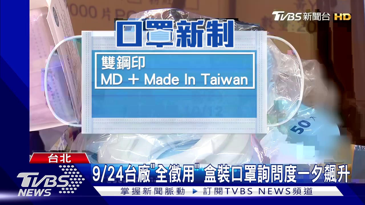 9/24台廠「全徵用」 盒裝口罩詢問度一夕飆升