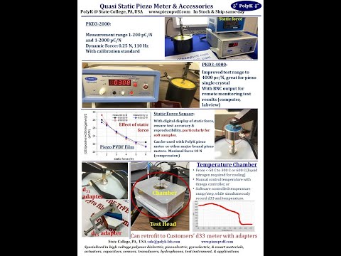 USA Piezo d33 meter 2000 pC-N with static force sensor for soft polymer PVDF, ceramic & composite