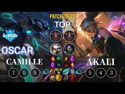 hyF Oscar Camille vs Akali Top - KR Patch 10.22