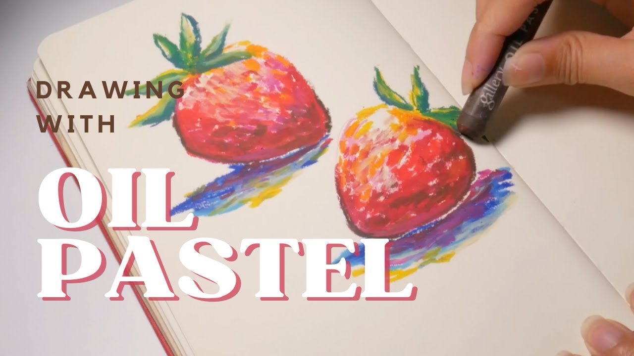 🍓Strawberry oil pastel drawing 🍓 draw with me #foodie | zomi art