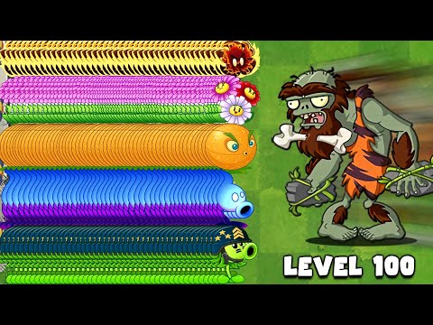 PvZ2 Challenge! 200 Plants Max Level vs Jurassic Rockpuncher LV100 - Who Will Win?