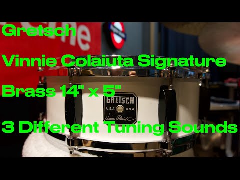 Gretsch Vinnie Colaiuta Signature Snare Drum Brass Model Three Different Tuning Sounds