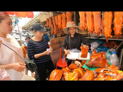 Wonderful Cambodian Food Market Tour in Phnom Penh City @Orussey Market - Food Market Scenes