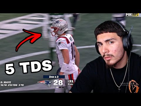 Drake Maye Throws 5 TDS... Fins Fan Reacts Patriots vs Jets Highlights | 2025 NFL Season Week 17